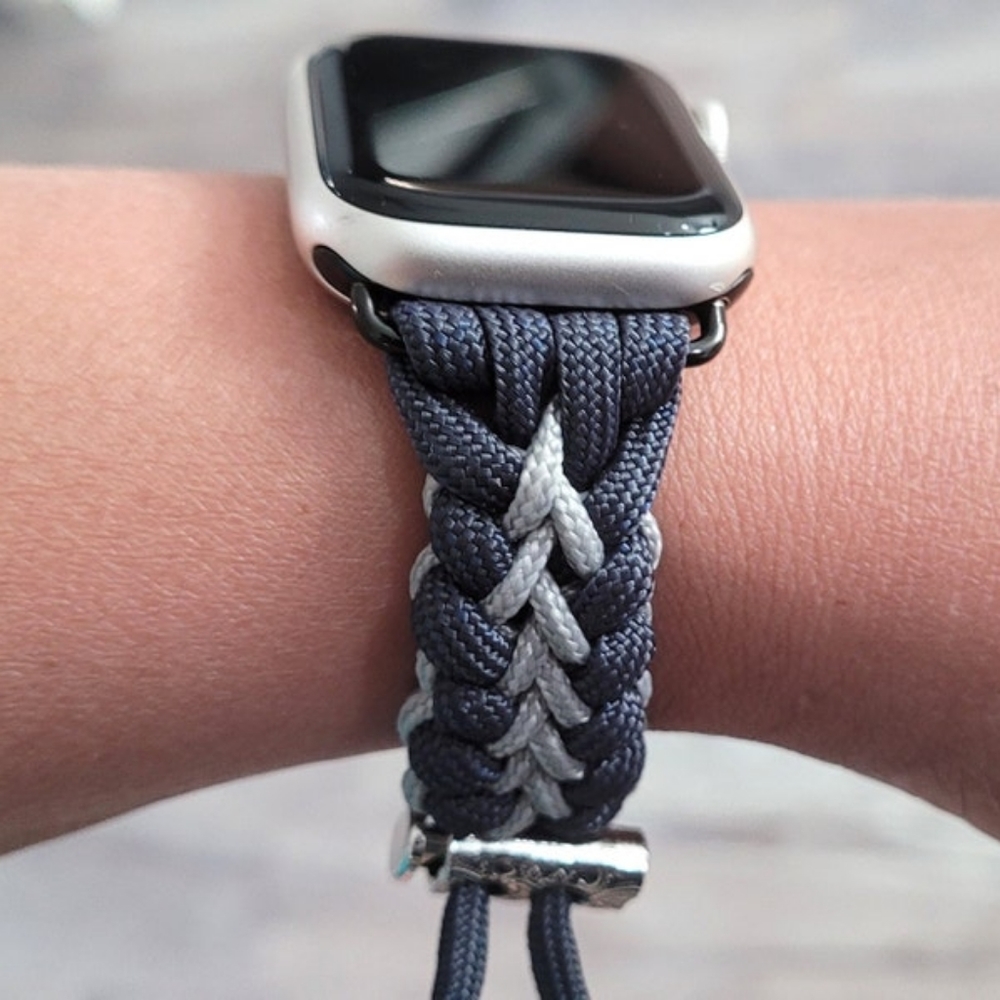 Adjustable Navy and Gray Paracord Watch Band for Apple Watch 38/40mm
